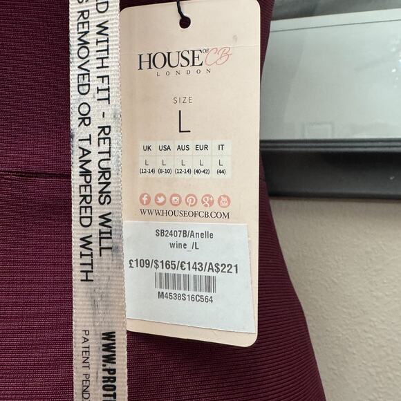 House of CB London "Anelle" Wine Red Bandage Dress - Size Large - New with Tags - Picture 13 of 16